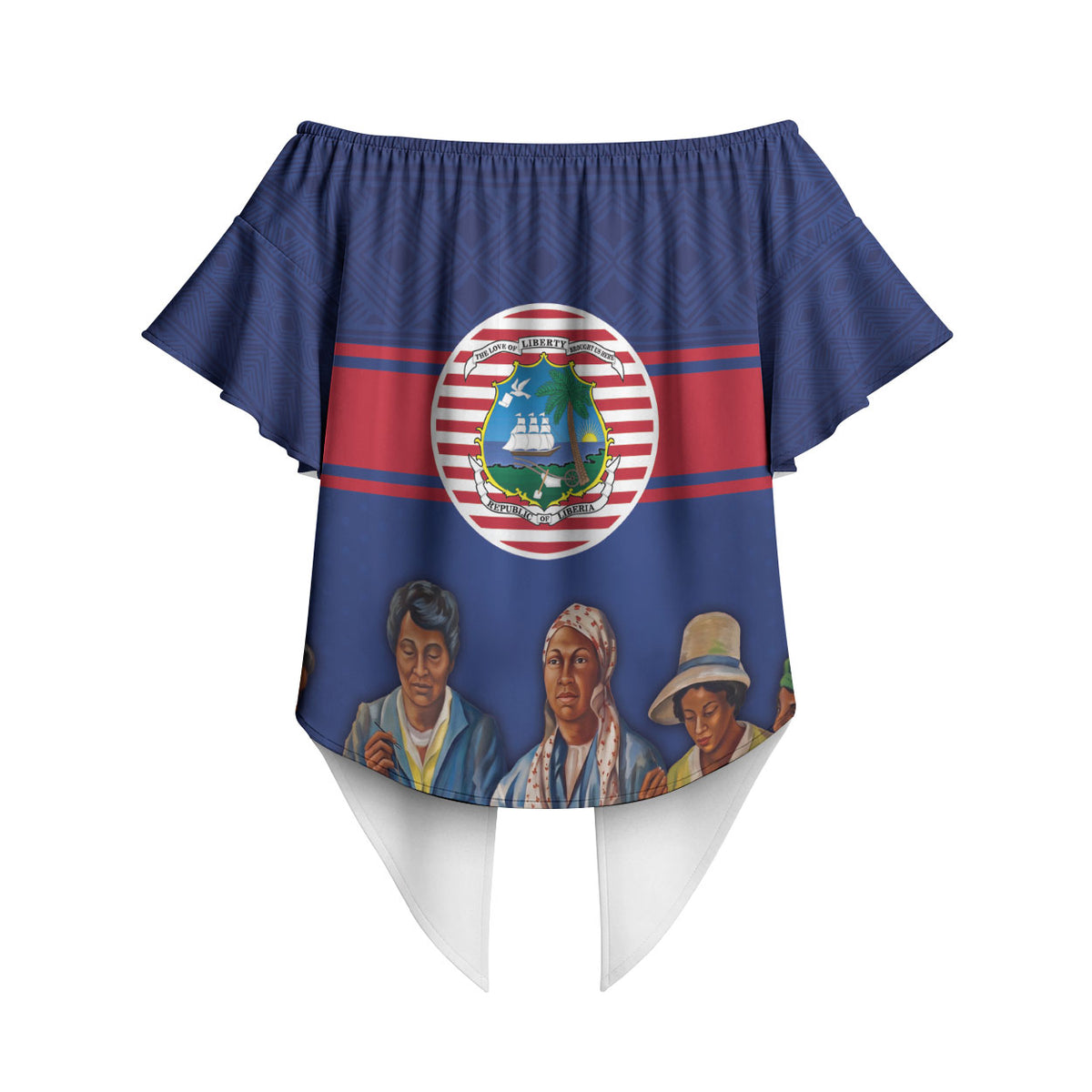 Liberia Flag Day Off Shoulder Wrap Waist Top Lone Star Heritage Pride