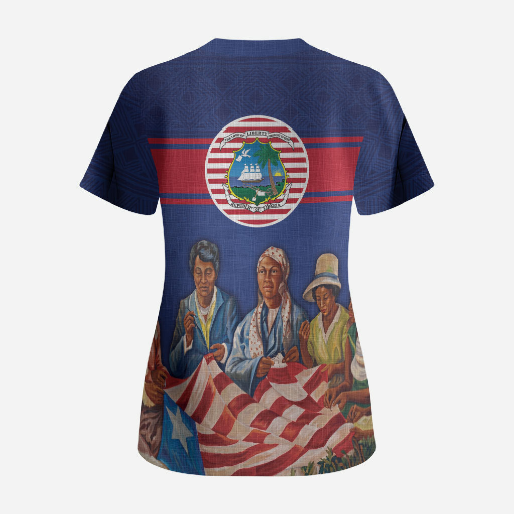 Liberia Flag Day Scrub Top Lone Star Heritage Pride