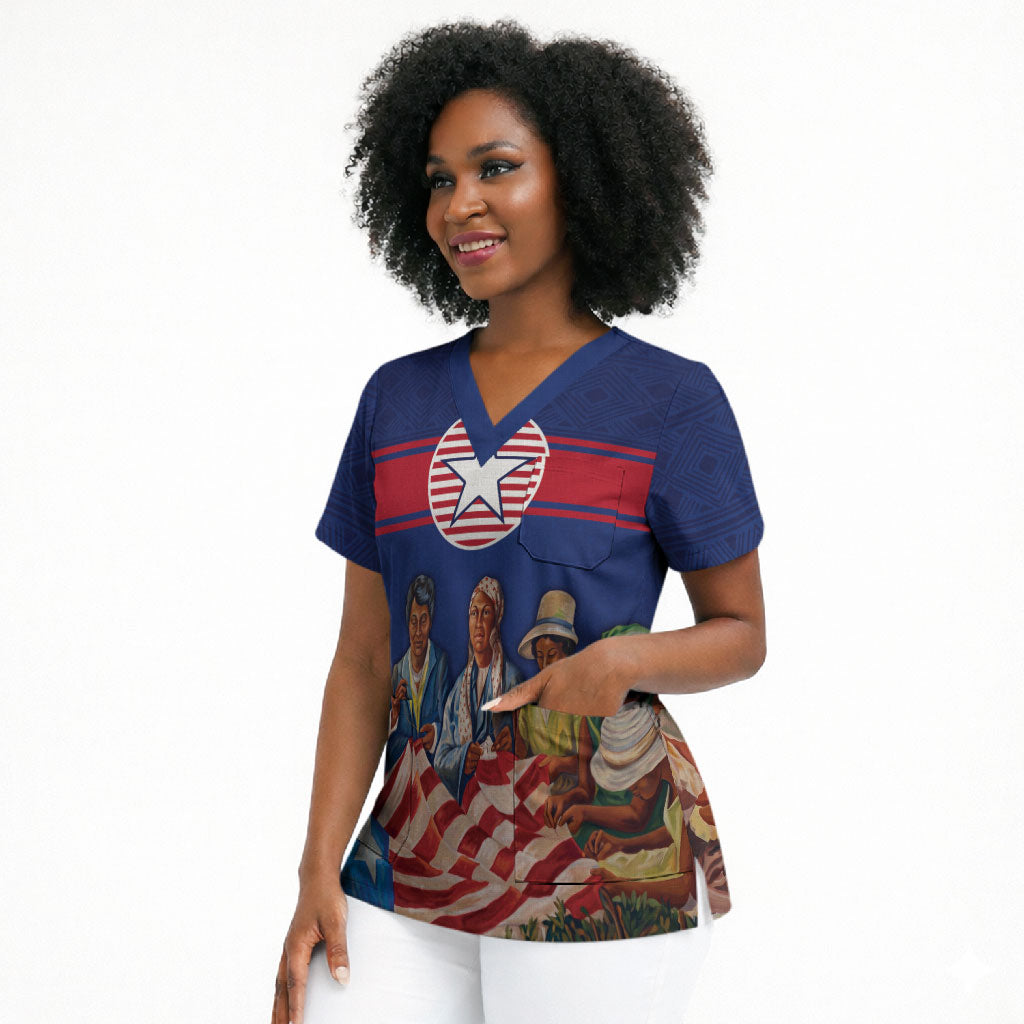 Liberia Flag Day Scrub Top Lone Star Heritage Pride