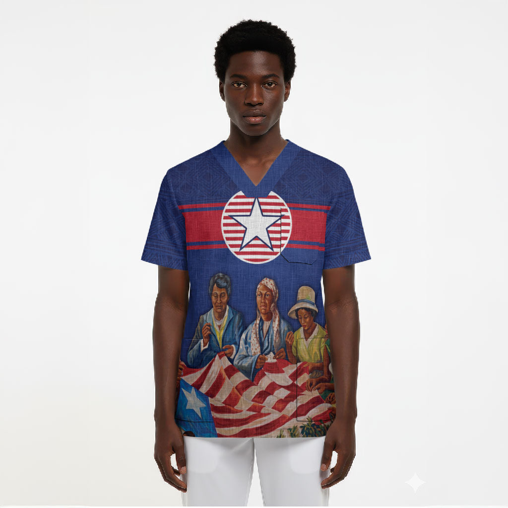 Liberia Flag Day Scrub Top Lone Star Heritage Pride
