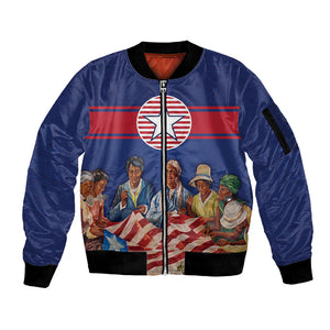 Liberia Flag Day Sleeve Zip Bomber Jacket Lone Star Heritage Pride