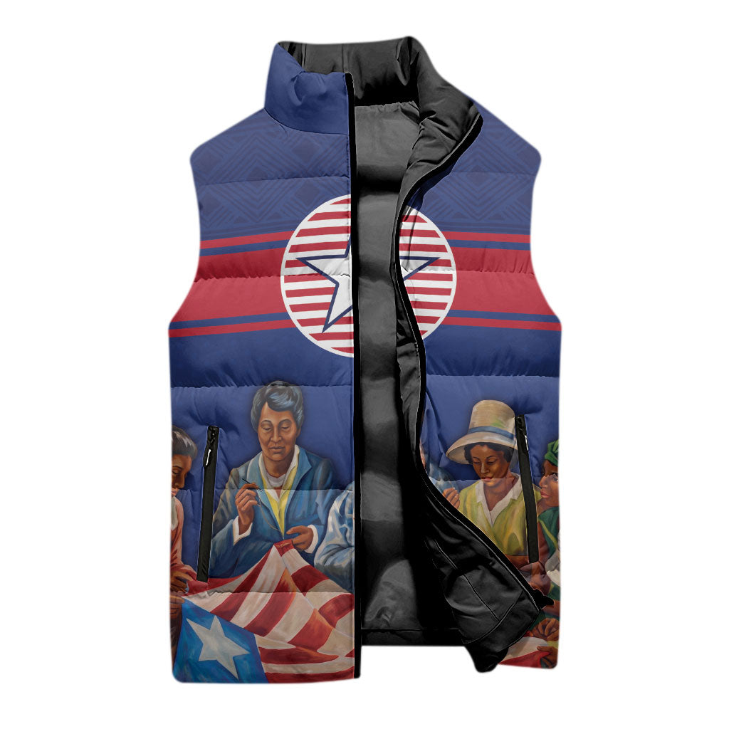 Liberia Flag Day Sleeveless Puffer Jacket Lone Star Heritage Pride