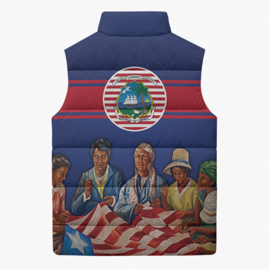 Liberia Flag Day Sleeveless Puffer Jacket Lone Star Heritage Pride