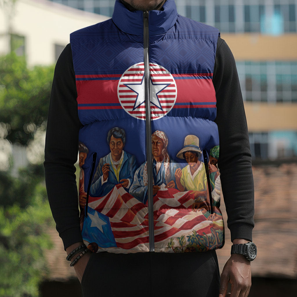 Liberia Flag Day Sleeveless Puffer Jacket Lone Star Heritage Pride