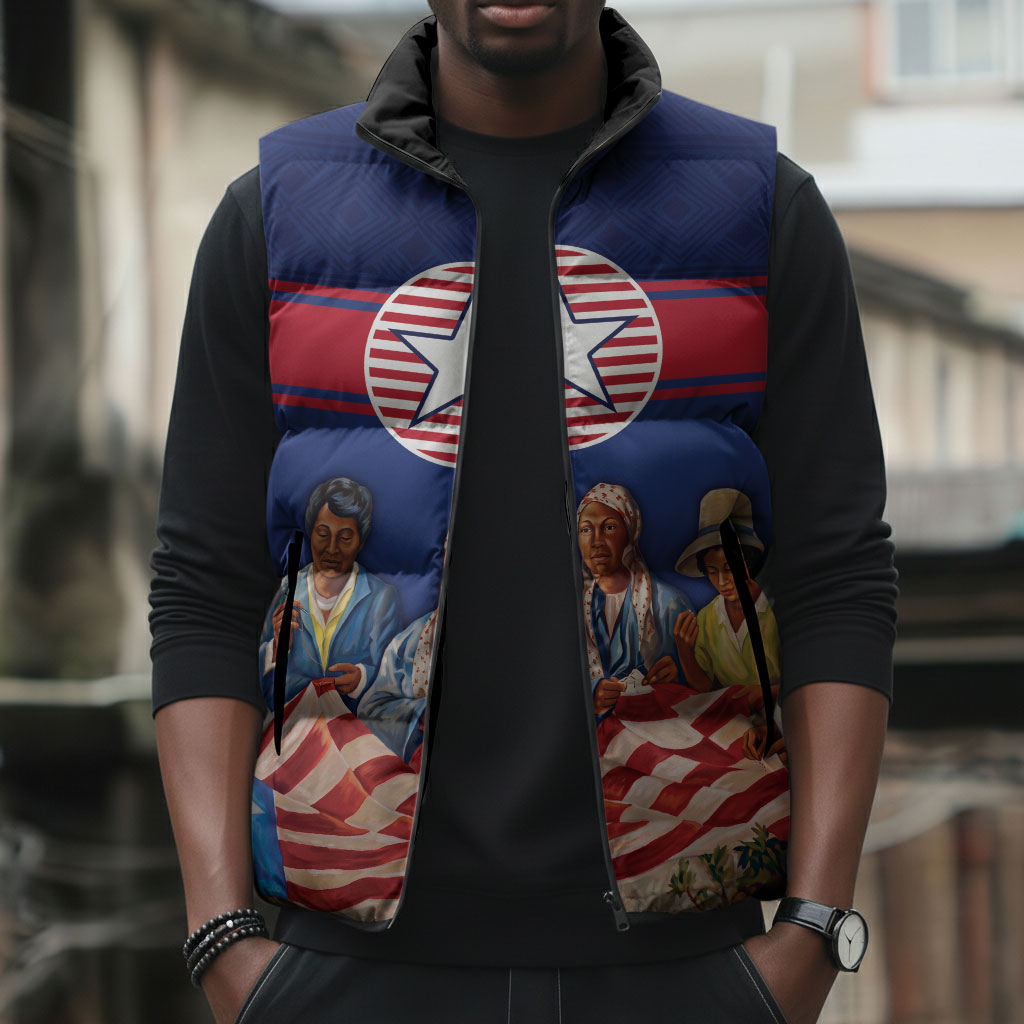 Liberia Flag Day Sleeveless Puffer Jacket Lone Star Heritage Pride