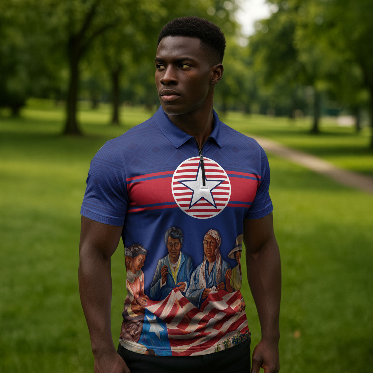 Liberia Flag Day Zipper Polo Shirt Lone Star Heritage Pride