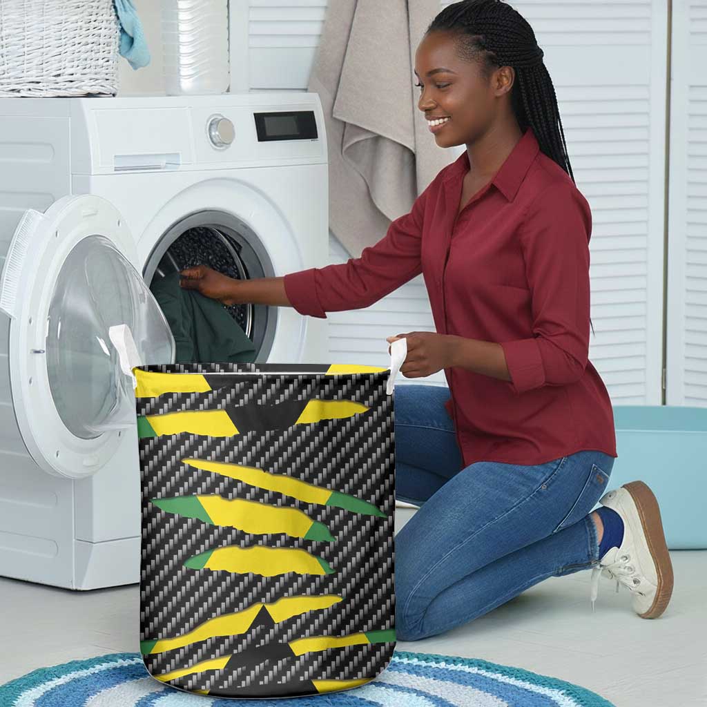 Black Jamaicans Jamaica Beast Laundry Basket Ripped Flag Graphic - African Pride