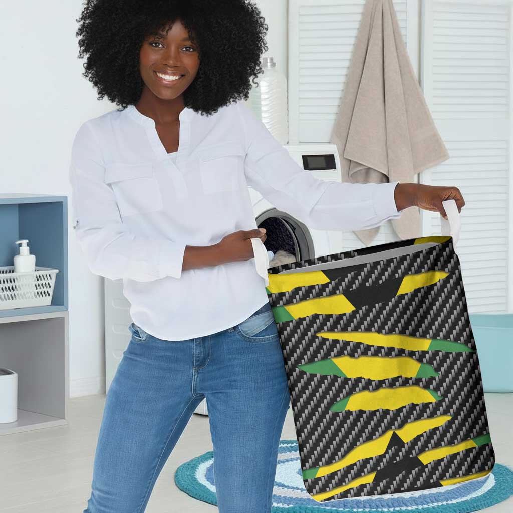 Black Jamaicans Jamaica Beast Laundry Basket Ripped Flag Graphic - African Pride