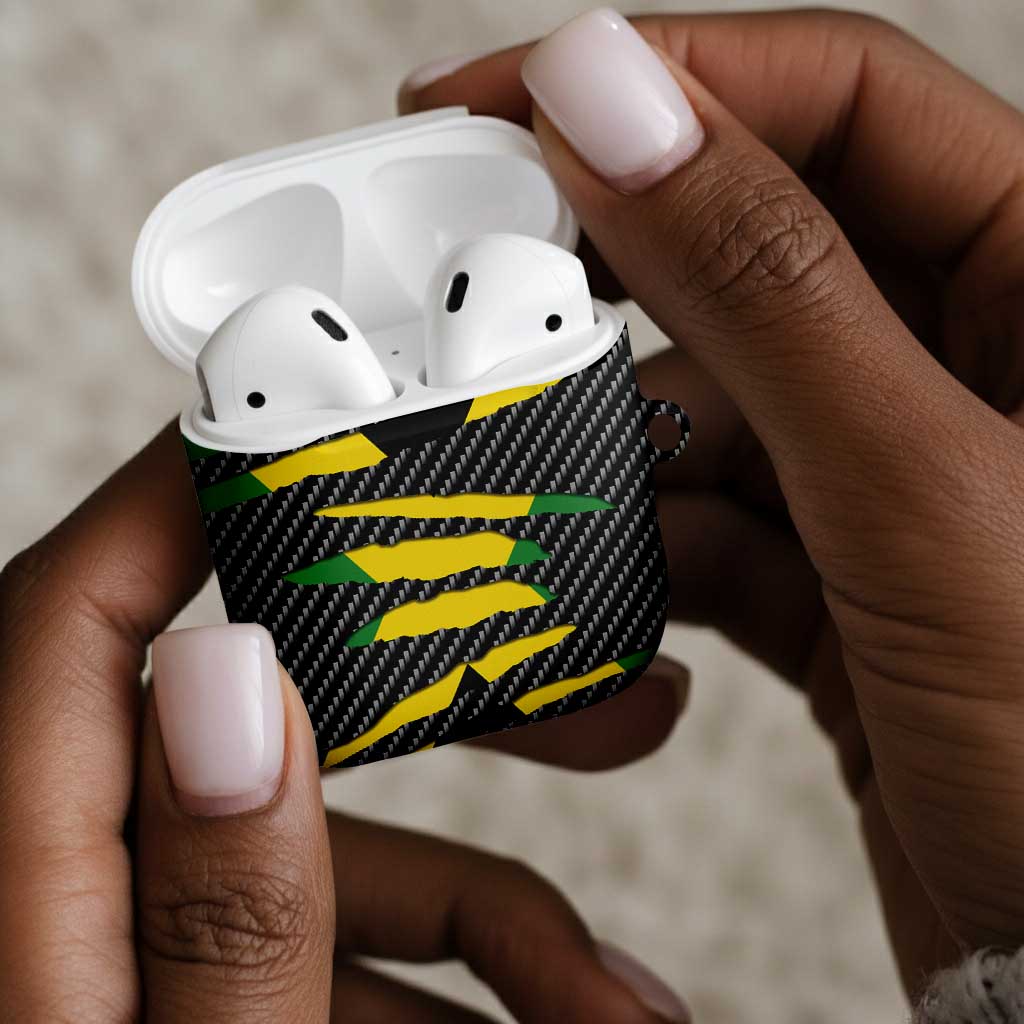 Black Jamaicans Jamaica Beast AirPods Case Ripped Flag Graphic