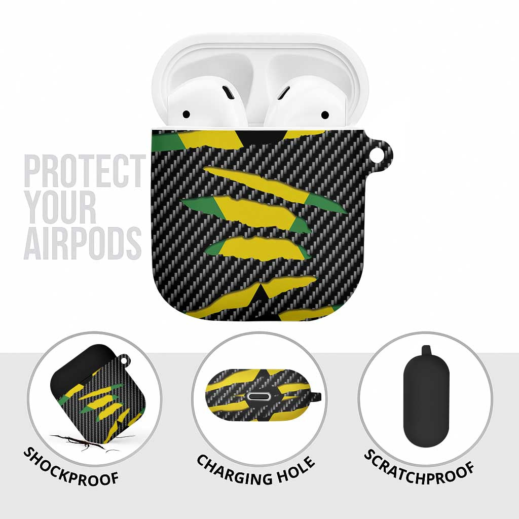 Black Jamaicans Jamaica Beast AirPods Case Ripped Flag Graphic