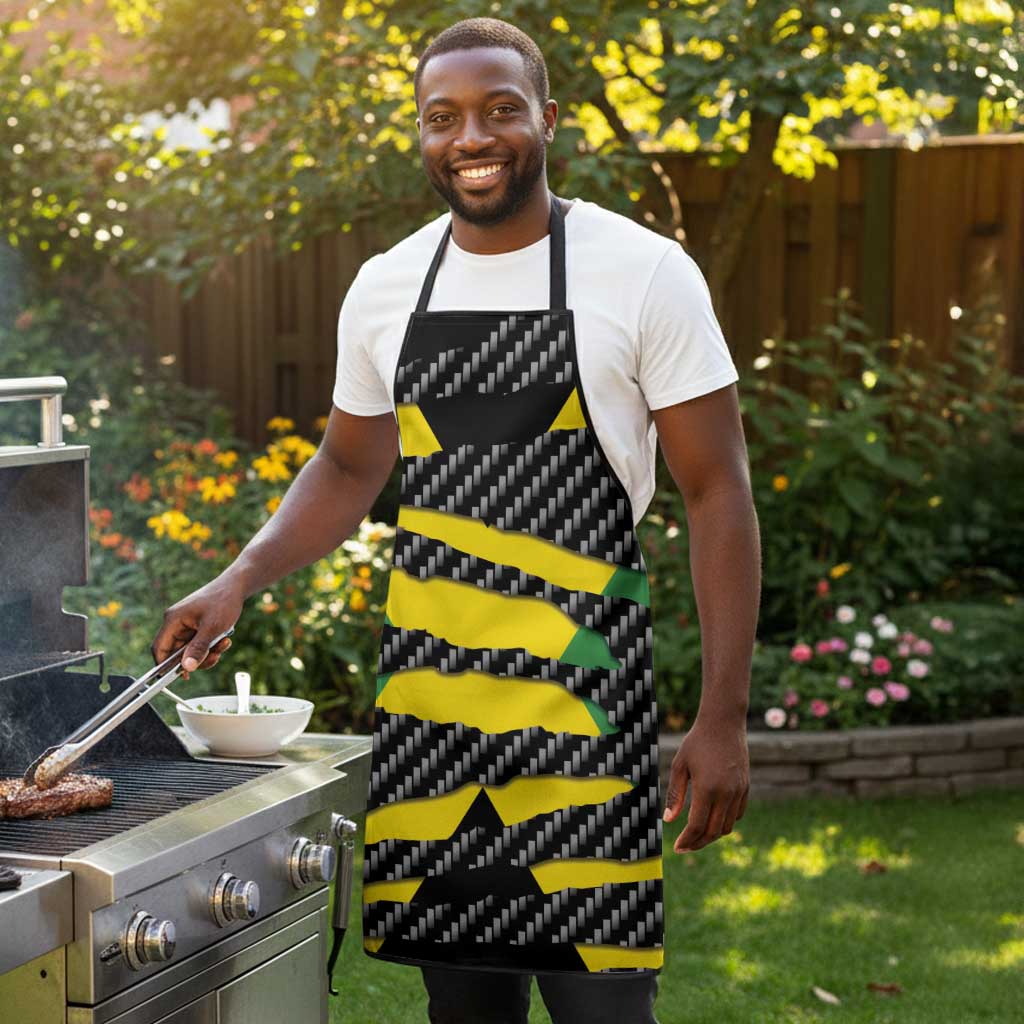 Black Jamaicans Jamaica Beast Apron Ripped Flag Graphic