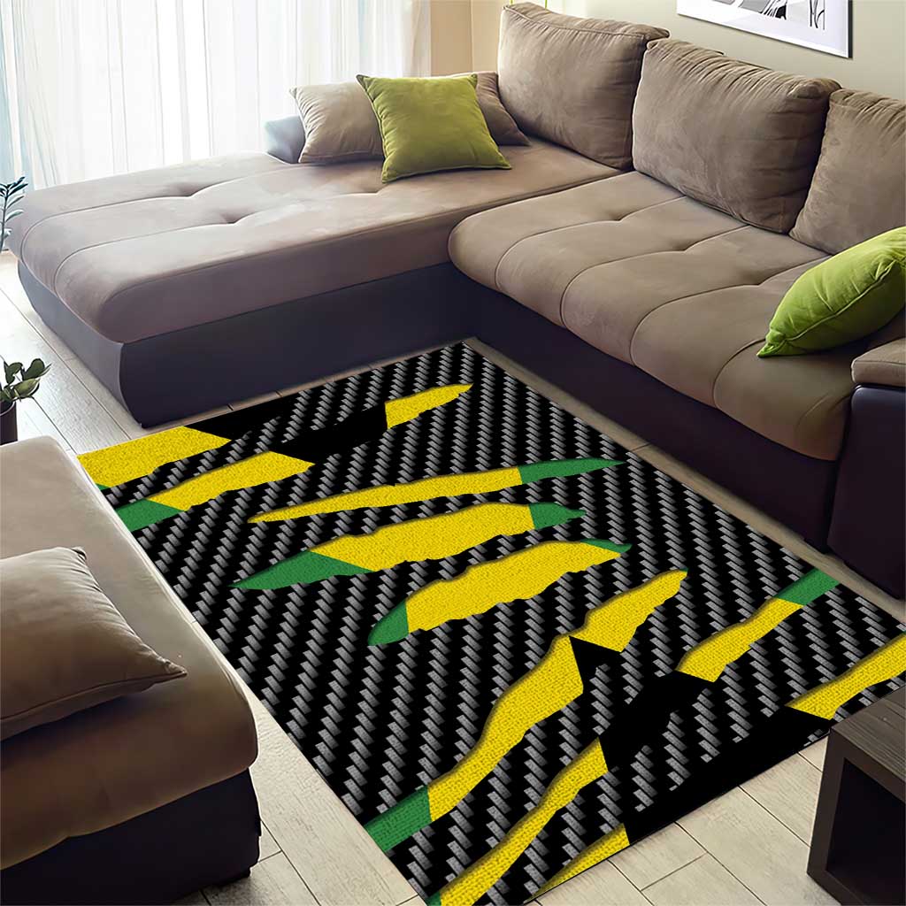 Black Jamaicans Jamaica Beast Area Rug Ripped Flag Graphic - African Pride