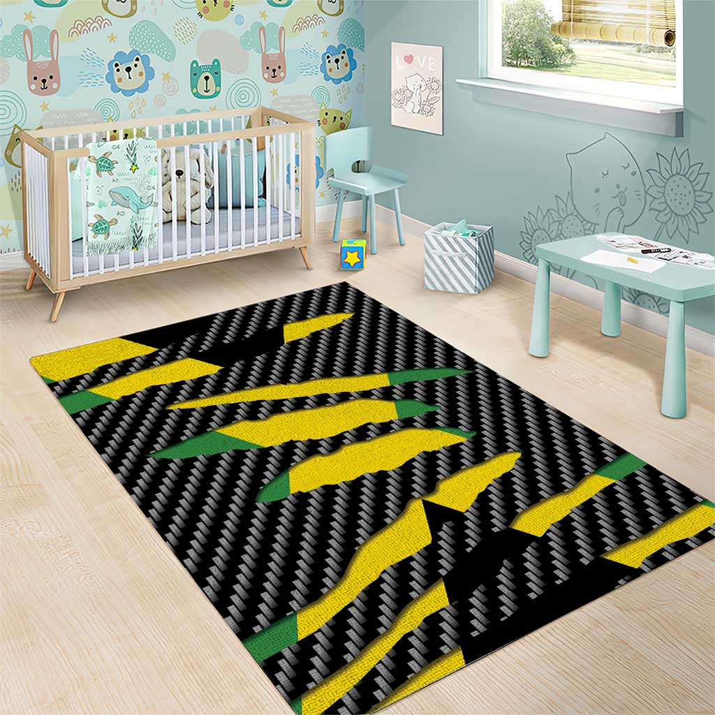 Black Jamaicans Jamaica Beast Area Rug Ripped Flag Graphic - African Pride