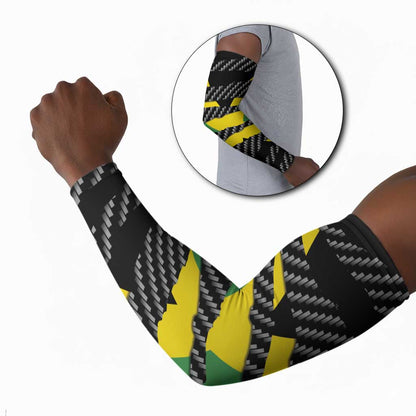 Black Jamaicans Jamaica Beast Arm Sleeves Ripped Flag Graphic
