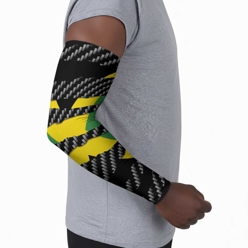 Black Jamaicans Jamaica Beast Arm Sleeves Ripped Flag Graphic