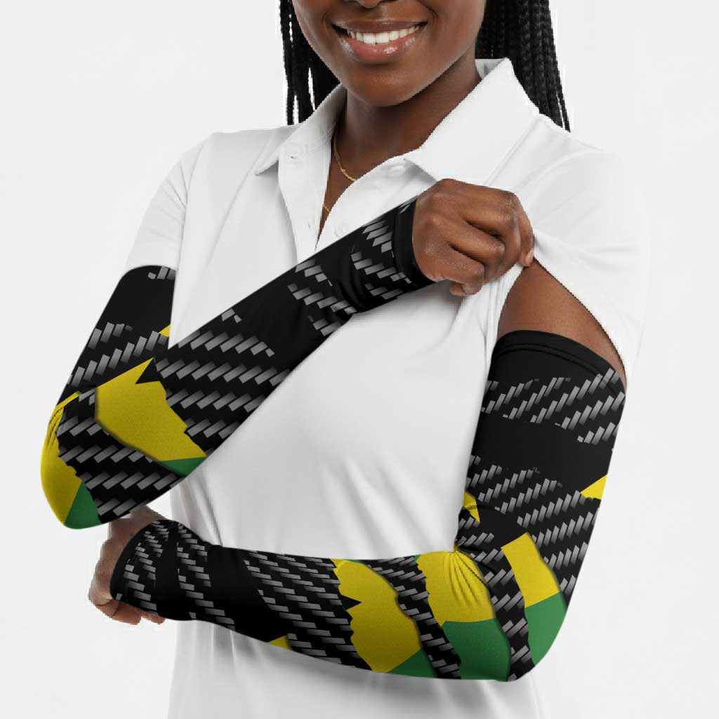 Black Jamaicans Jamaica Beast Arm Sleeves Ripped Flag Graphic
