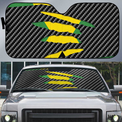 Black Jamaicans Jamaica Beast Auto Sun Shade Ripped Flag Graphic