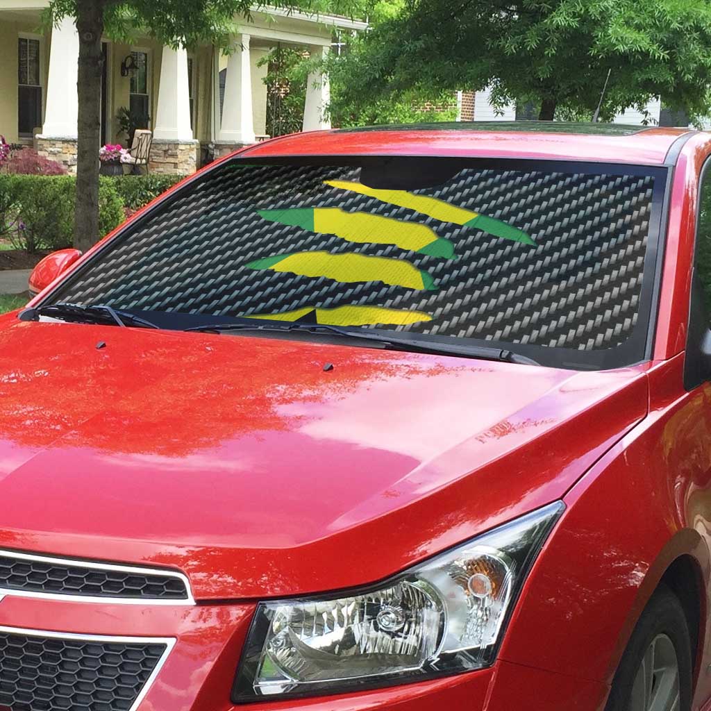 Black Jamaicans Jamaica Beast Auto Sun Shade Ripped Flag Graphic