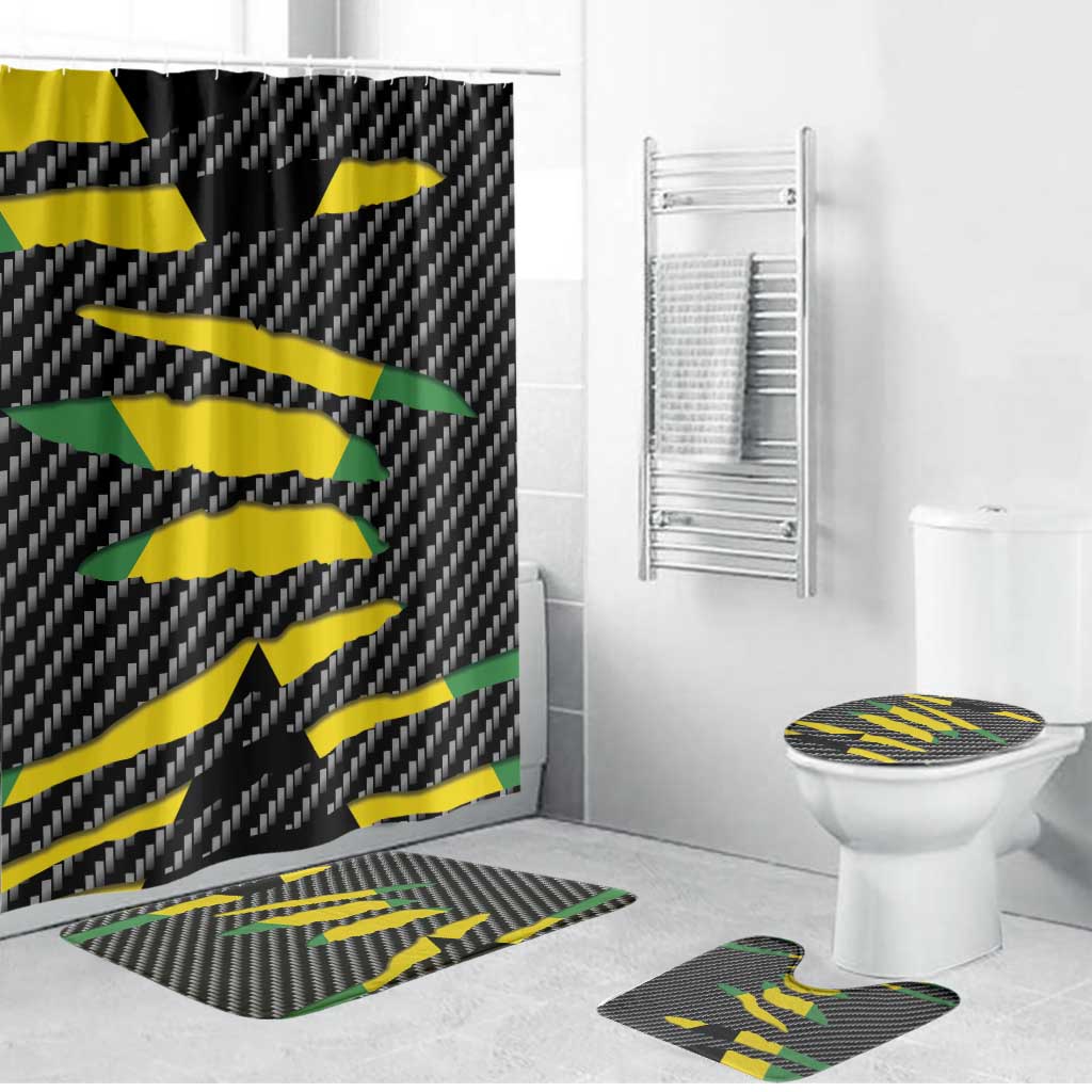 Black Jamaicans Jamaica Beast Bathroom Set Ripped Flag Graphic