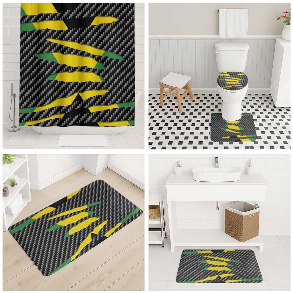 Black Jamaicans Jamaica Beast Bathroom Set Ripped Flag Graphic