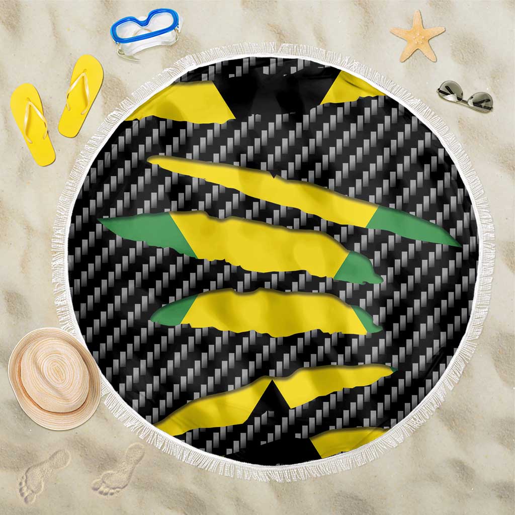 Black Jamaicans Jamaica Beast Beach Blanket Ripped Flag Graphic - African Pride