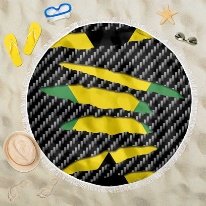 Black Jamaicans Jamaica Beast Beach Blanket Ripped Flag Graphic - African Pride