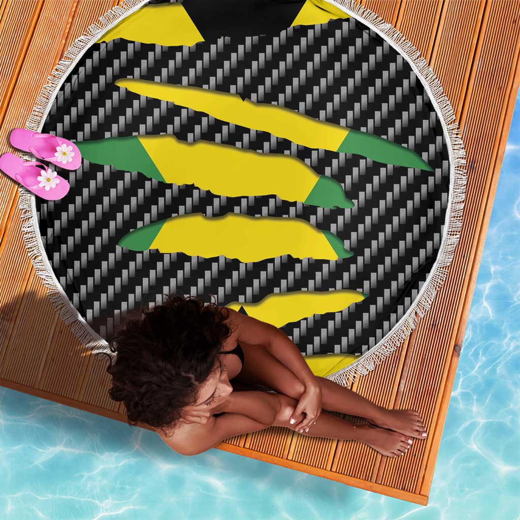 Black Jamaicans Jamaica Beast Beach Blanket Ripped Flag Graphic - African Pride