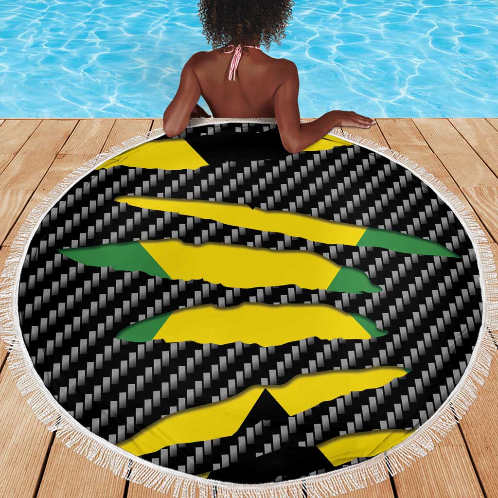 Black Jamaicans Jamaica Beast Beach Blanket Ripped Flag Graphic - African Pride