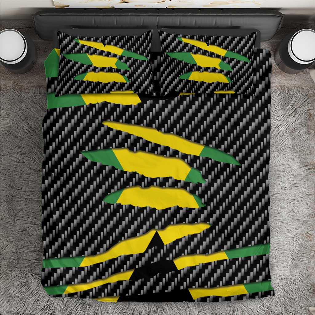 Black Jamaicans Jamaica Beast Bedding Set Ripped Flag Graphic - African Pride