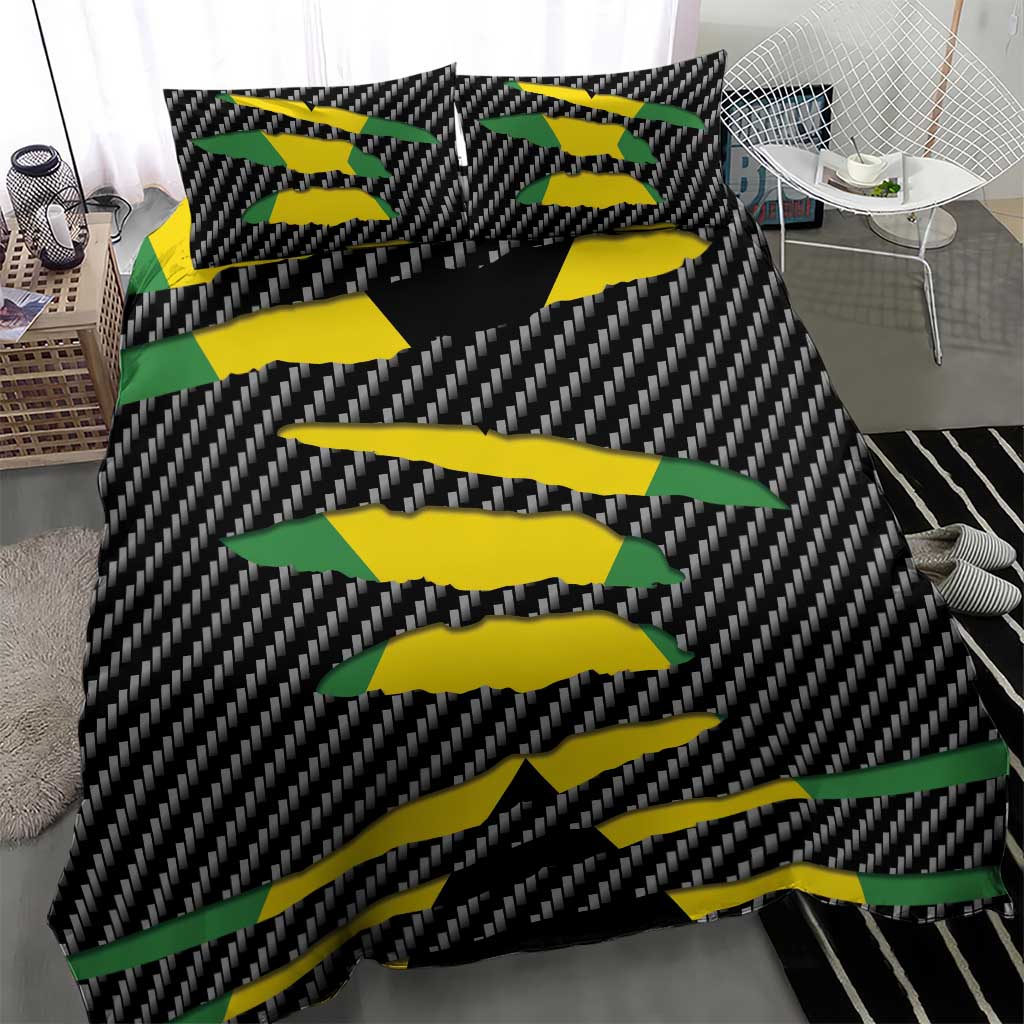 Black Jamaicans Jamaica Beast Bedding Set Ripped Flag Graphic - African Pride