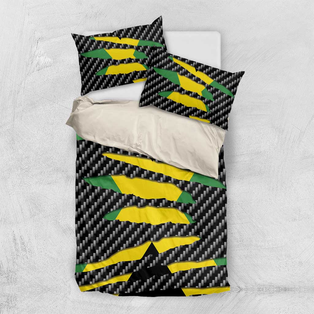 Black Jamaicans Jamaica Beast Bedding Set Ripped Flag Graphic - African Pride