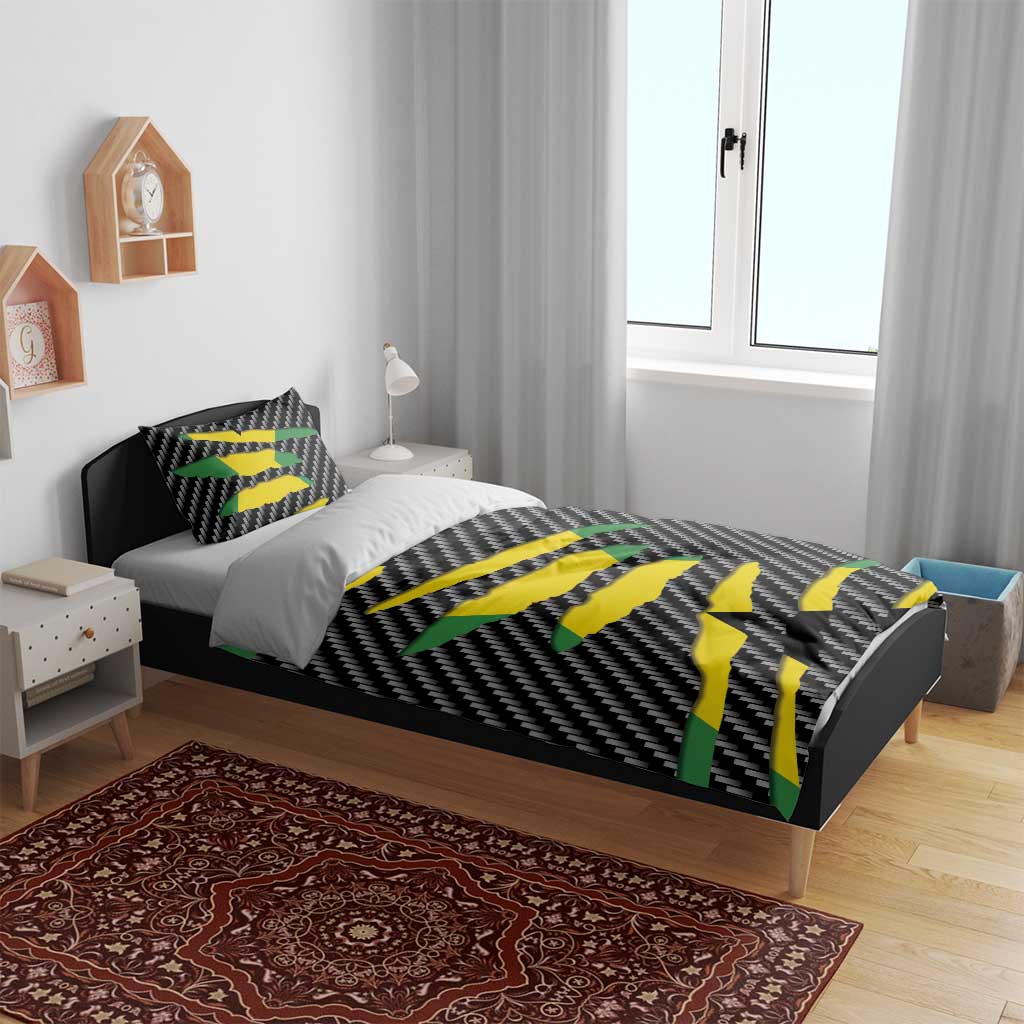 Black Jamaicans Jamaica Beast Bedding Set Ripped Flag Graphic - African Pride