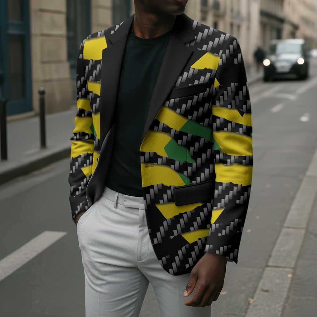 Black Jamaicans Jamaica Beast Blazer Ripped Flag Graphic