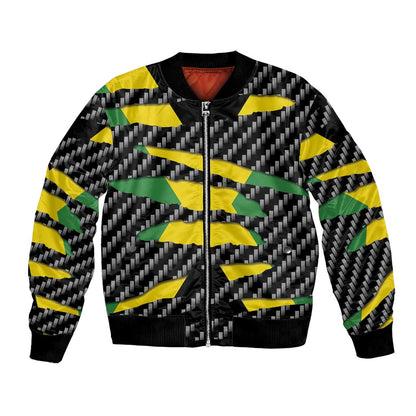 Black Jamaicans Jamaica Beast Bomber Jacket Ripped Flag Graphic - African Pride