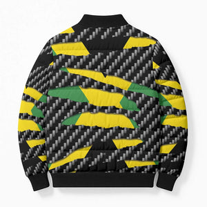 Black Jamaicans Jamaica Beast Bomber Puffer Jacket Ripped Flag Graphic