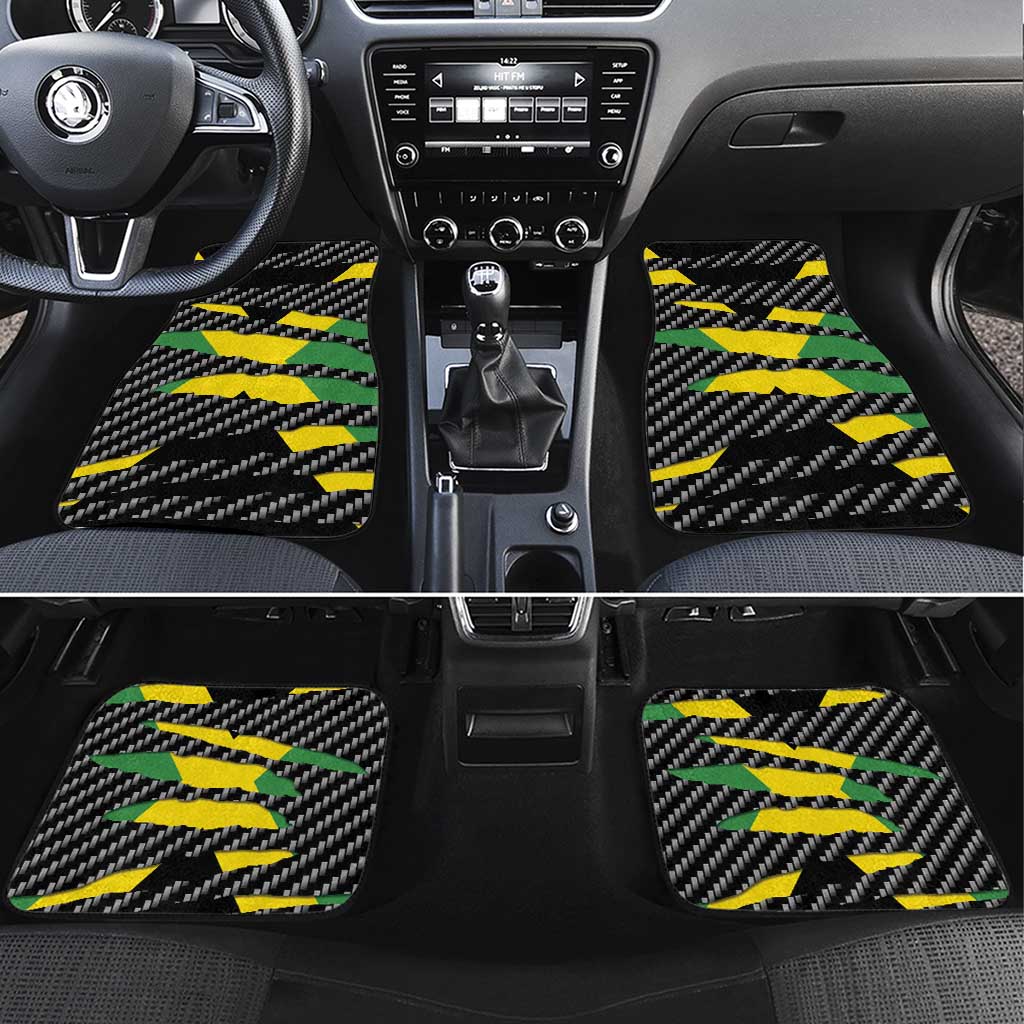 Black Jamaicans Jamaica Beast Car Mats Ripped Flag Graphic - African Pride