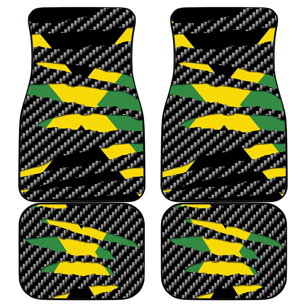 Black Jamaicans Jamaica Beast Car Mats Ripped Flag Graphic - African Pride