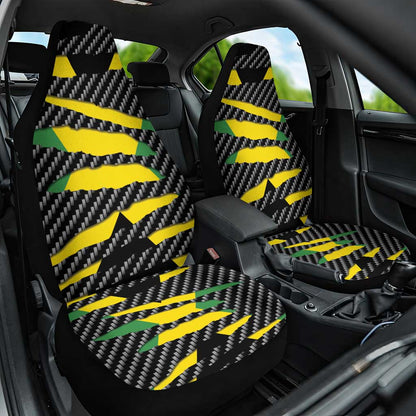 Black Jamaicans Jamaica Beast Car Seat Cover Ripped Flag Graphic - African Pride