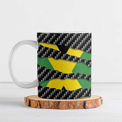 Black Jamaicans Jamaica Beast Ceramic Mug Ripped Flag Graphic