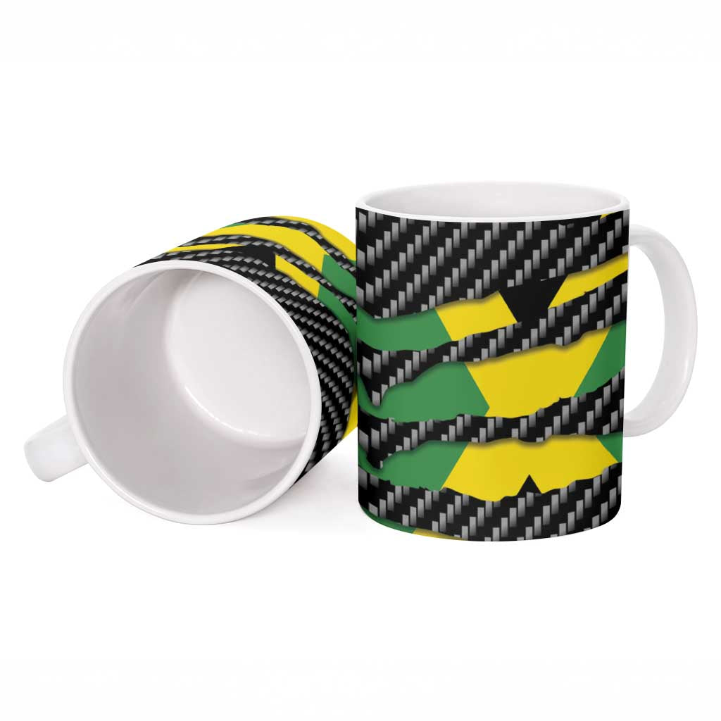 Black Jamaicans Jamaica Beast Ceramic Mug Ripped Flag Graphic