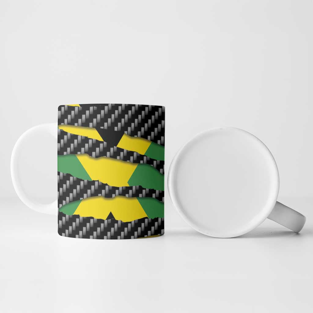 Black Jamaicans Jamaica Beast Ceramic Mug Ripped Flag Graphic