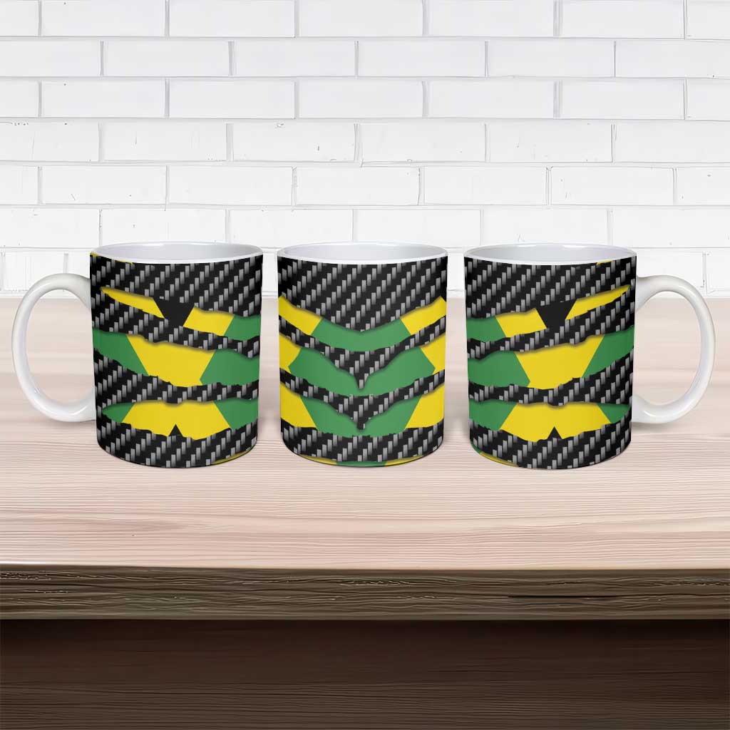 Black Jamaicans Jamaica Beast Ceramic Mug Ripped Flag Graphic