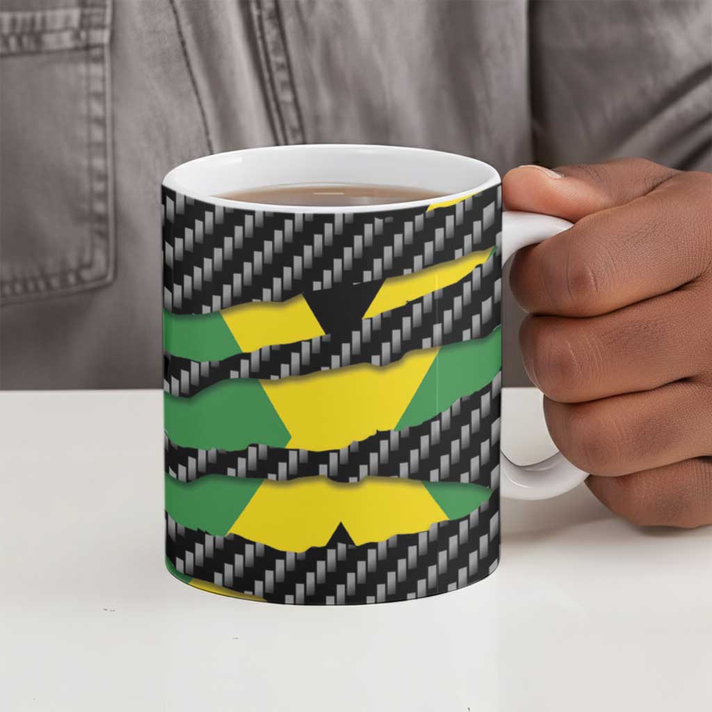 Black Jamaicans Jamaica Beast Ceramic Mug Ripped Flag Graphic