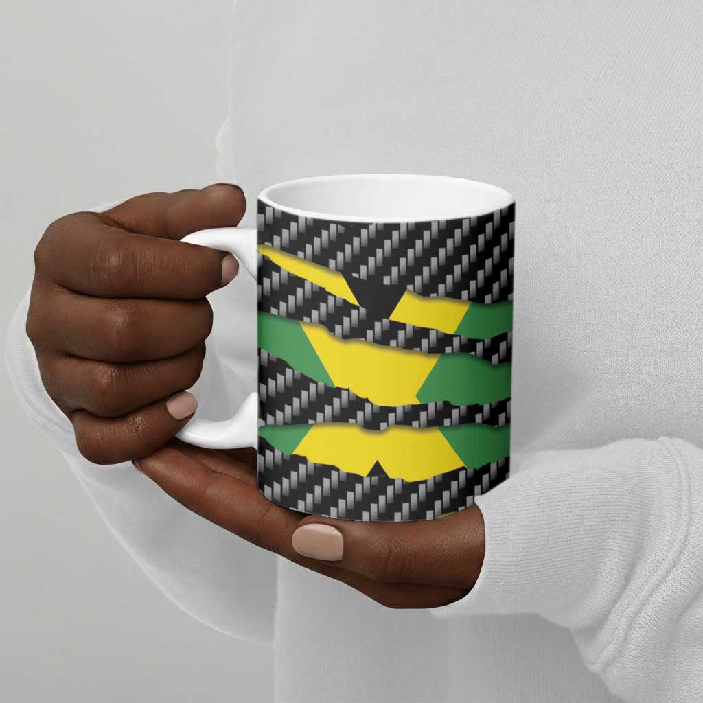Black Jamaicans Jamaica Beast Ceramic Mug Ripped Flag Graphic