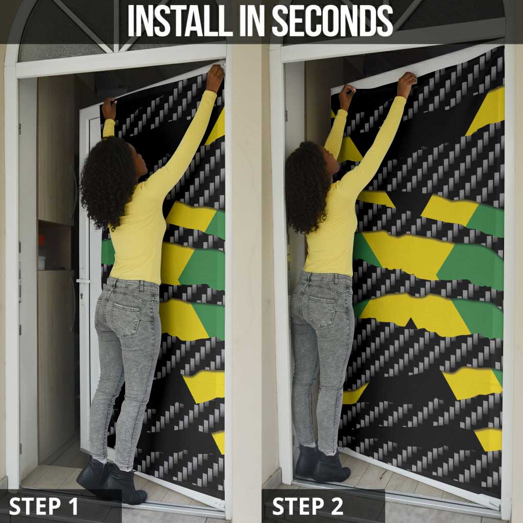 Black Jamaicans Jamaica Beast Door Cover Ripped Flag Graphic