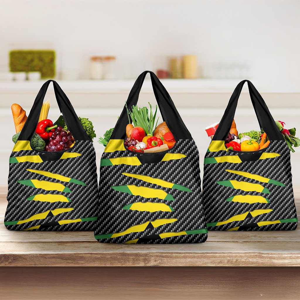 Black Jamaicans Jamaica Beast Grocery Bag Ripped Flag Graphic - African Pride