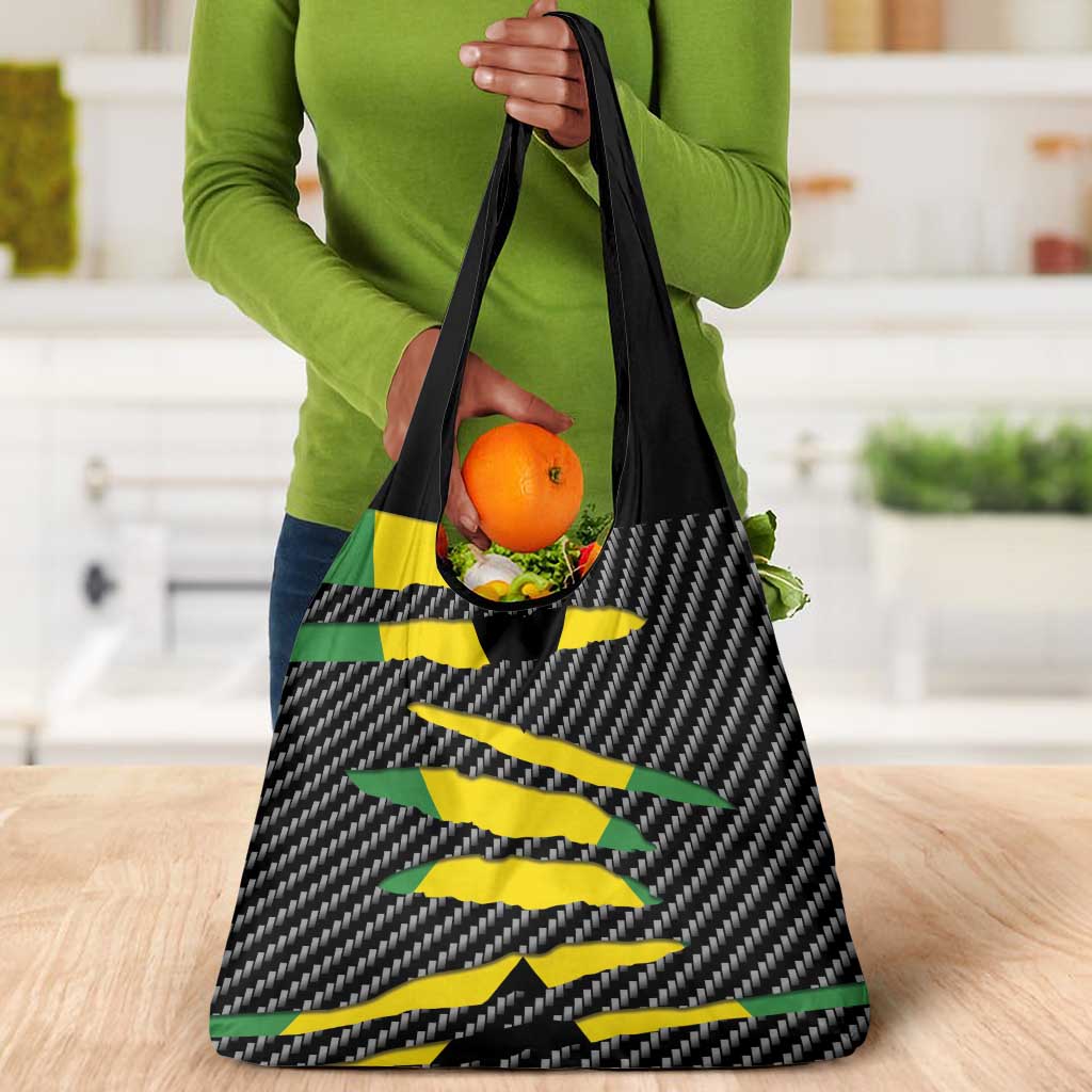 Black Jamaicans Jamaica Beast Grocery Bag Ripped Flag Graphic - African Pride