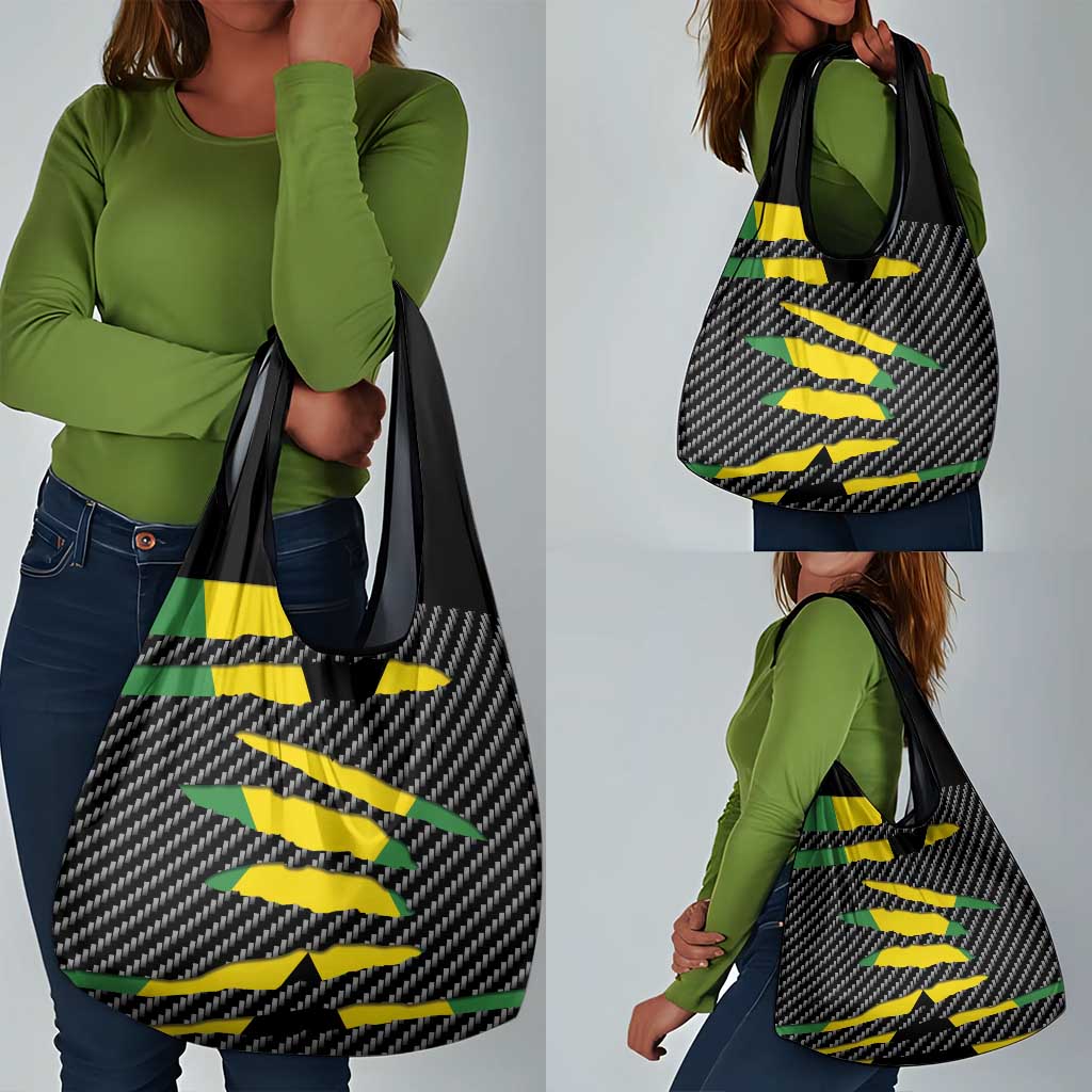 Black Jamaicans Jamaica Beast Grocery Bag Ripped Flag Graphic - African Pride