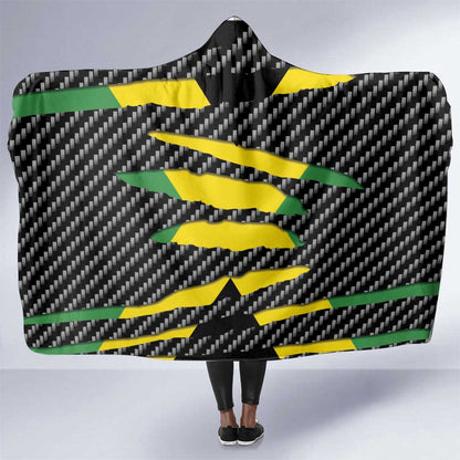 Black Jamaicans Jamaica Beast Hooded Blanket Ripped Flag Graphic - African Pride