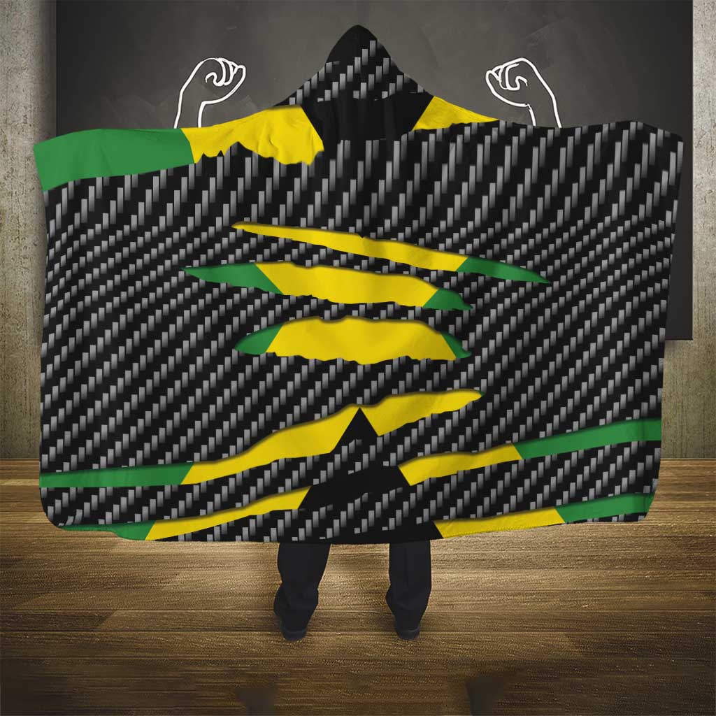 Black Jamaicans Jamaica Beast Hooded Blanket Ripped Flag Graphic - African Pride